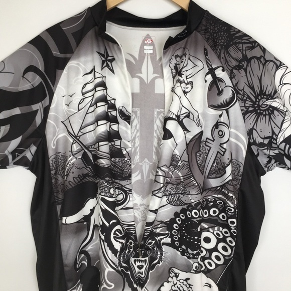 Primal Men’s 3/4 Zip Cycling Jersey Athletic Shirt Sz XL Tattoo Style Graphics - Picture 9 of 16